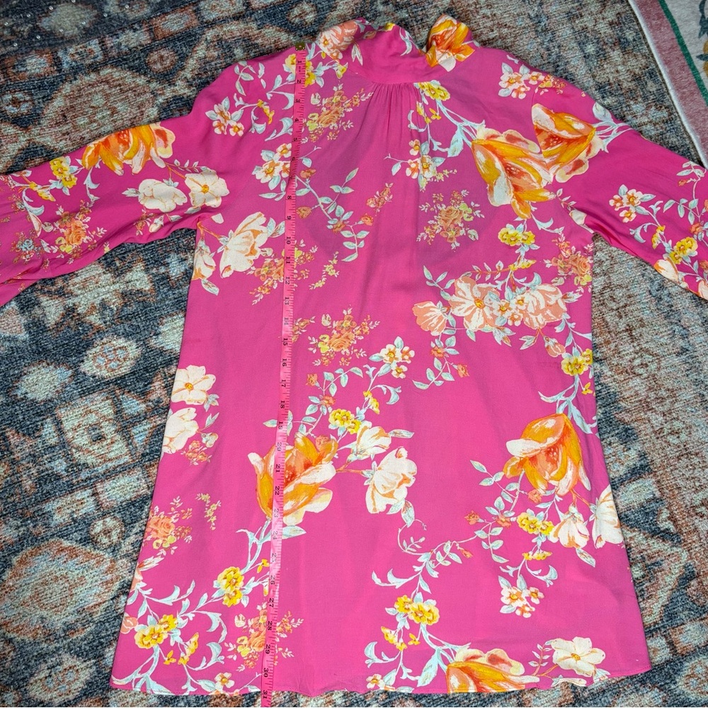 Free People Tate Floral Print Tunic Dress in Lollipop Combo size Large NWT - Picture 13 of 16